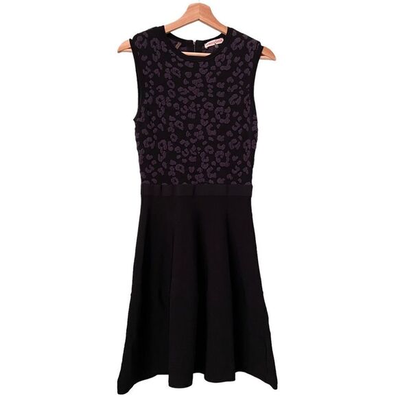 Rebecca Taylor Animal Print Detail Black Sleeveless A Line Dress in Size Small - Picture 2 of 8